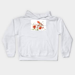 Cardinal and Poppy Flowers Kids Hoodie